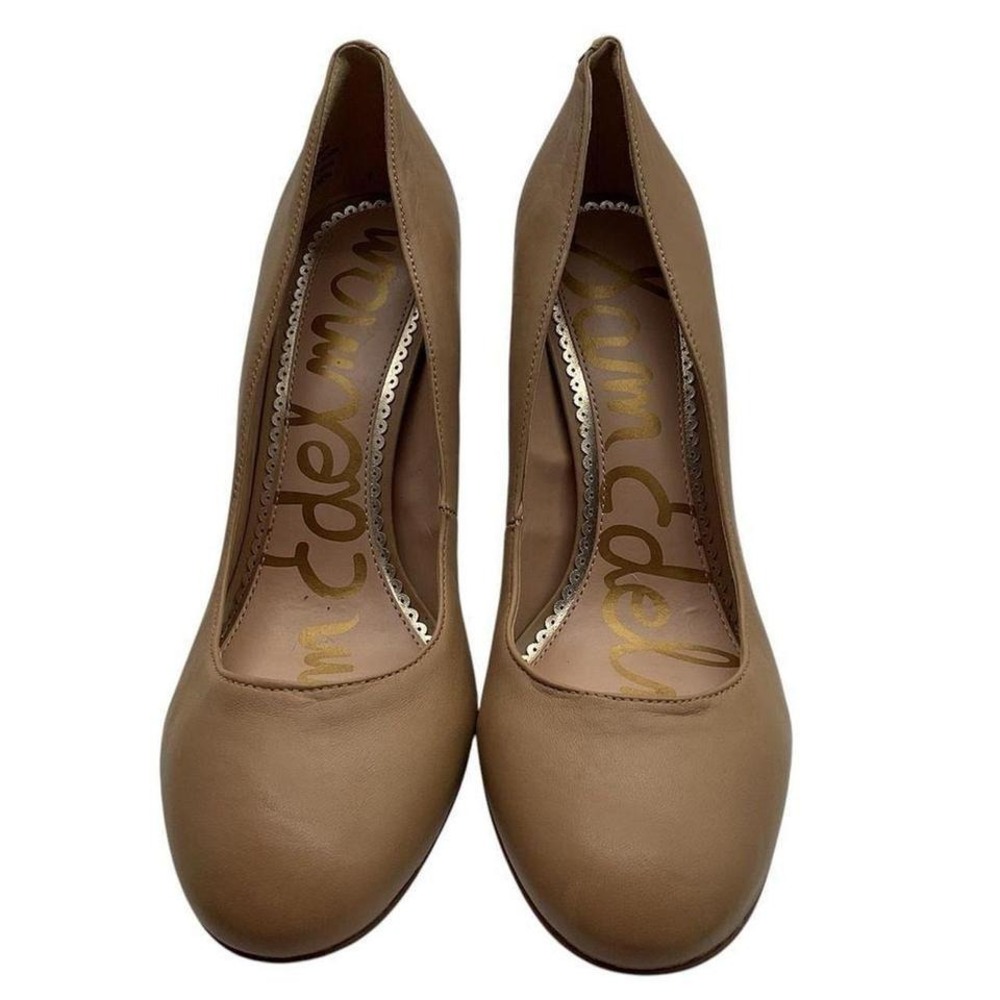 Sam Edelman leather nude pumps size 8 style wide heel‎